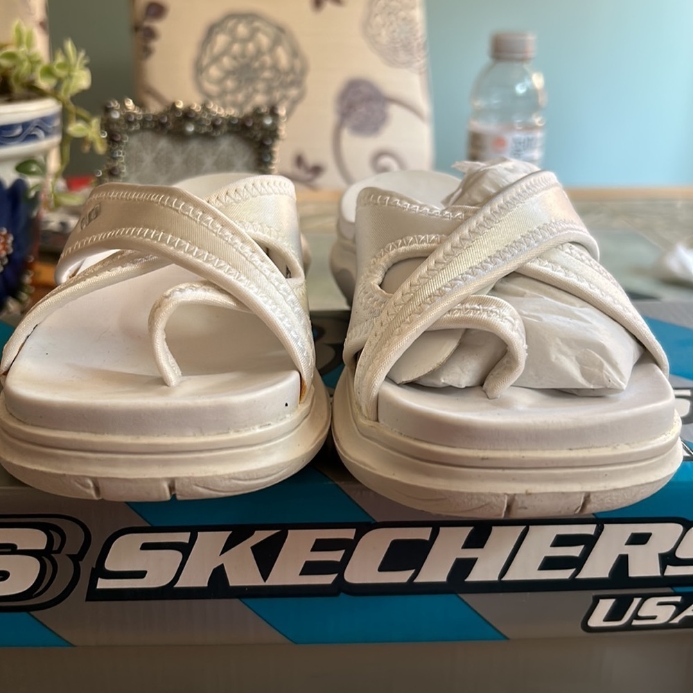 White Skechers Sandals - Picture 2 of 6
